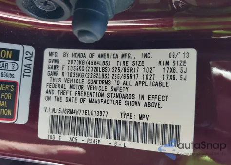 2014 Honda Cr-V Ex-L from USA, damaged, VIN 5J6RM4H77EL013977